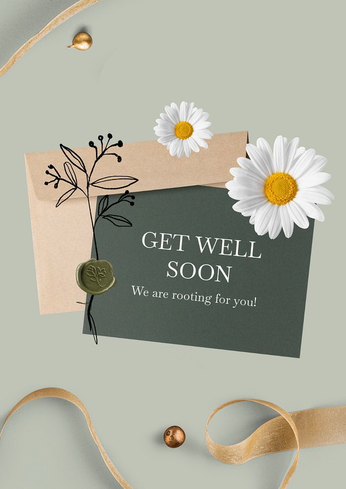 Get well soon poster template, editable design