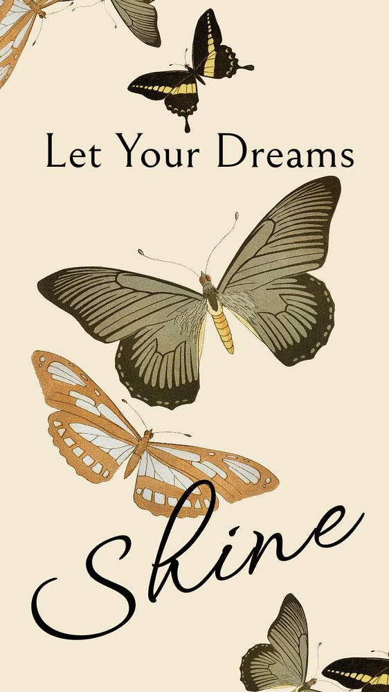 Vintage butterfly Instagram story template, editable text, famous Maurice Pillard Verneuil artwork remixed by rawpixel