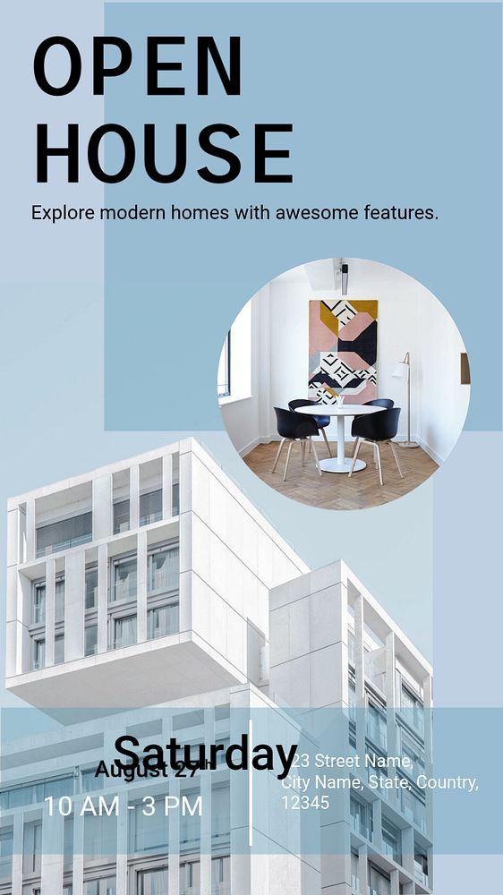 Open house Instagram story template, editable advertisement