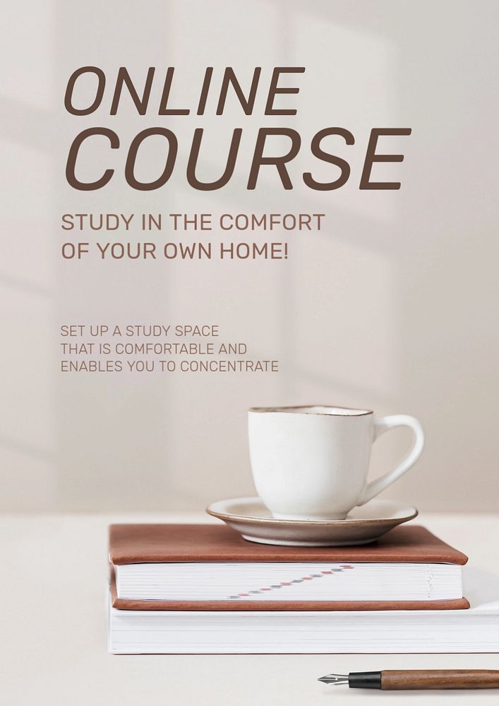 Online course poster template, education ad