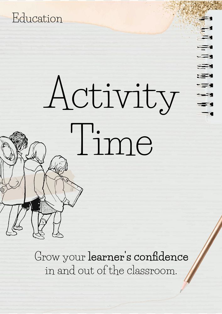 Activity time editable poster template, education, learning