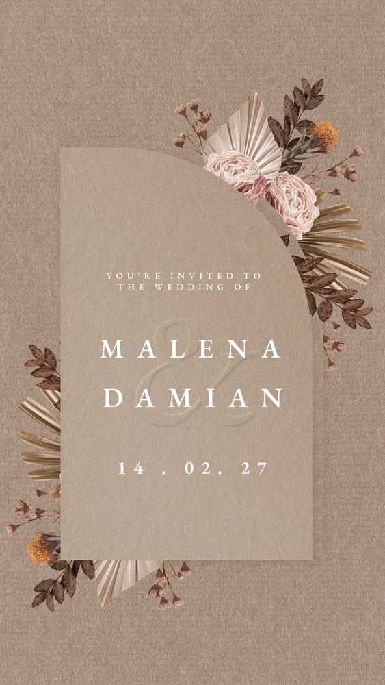 Wedding invitation Facebook story template, editable text