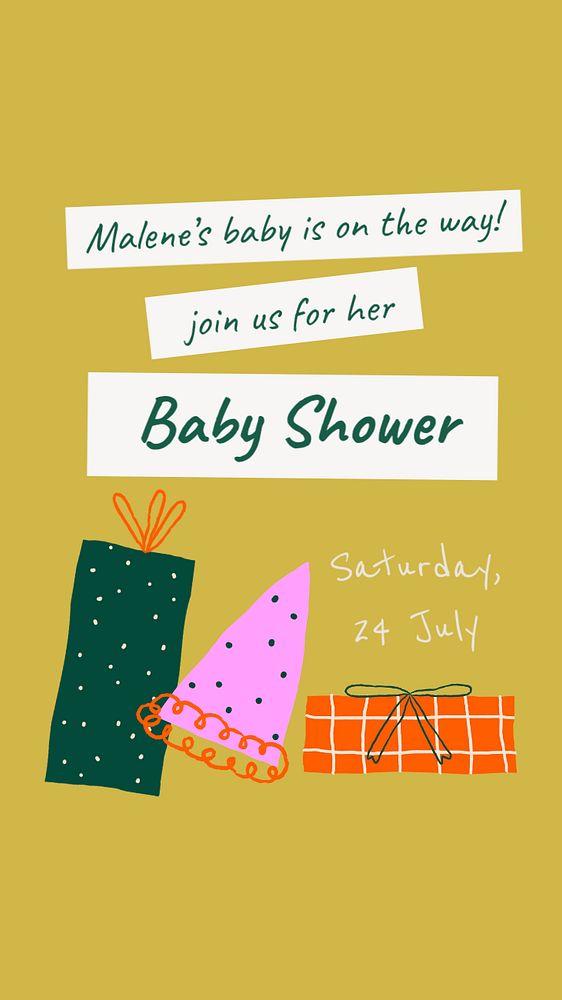 Cute baby shower template, Instagram story