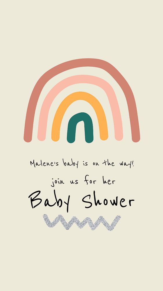 Rainbow baby shower template, Instagram story