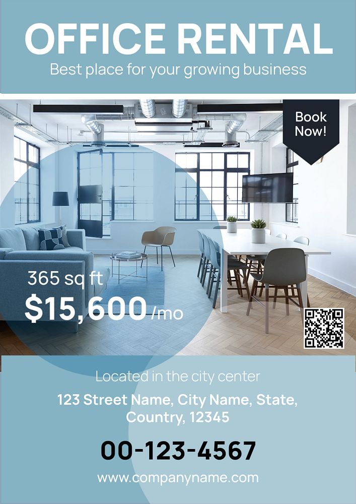 Office rental editable poster template design