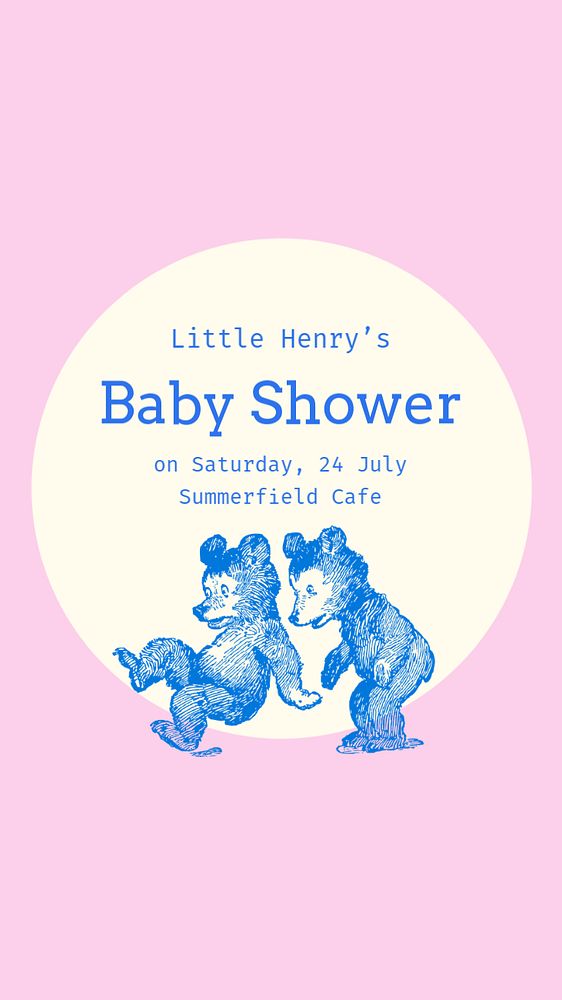Little bears baby shower template, Instagram story