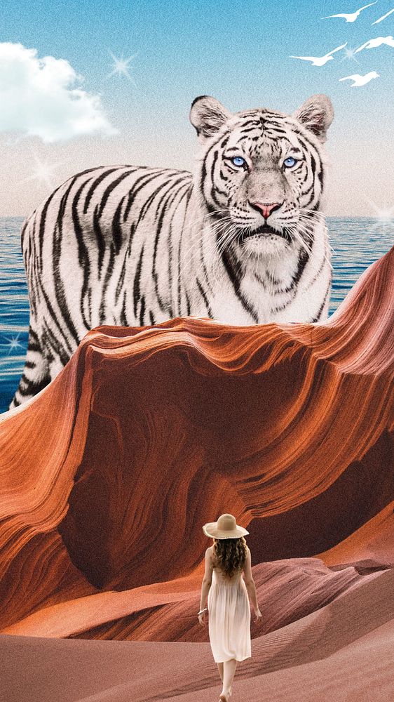 Surreal antelope mobile wallpaper, tiger remixed media