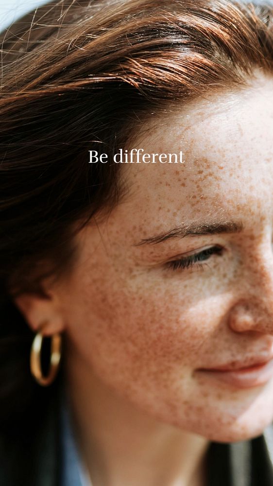 Be different Instagram story template, beautiful freckled woman photo