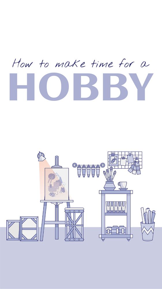 Hobby Instagram story template, editable art studio design