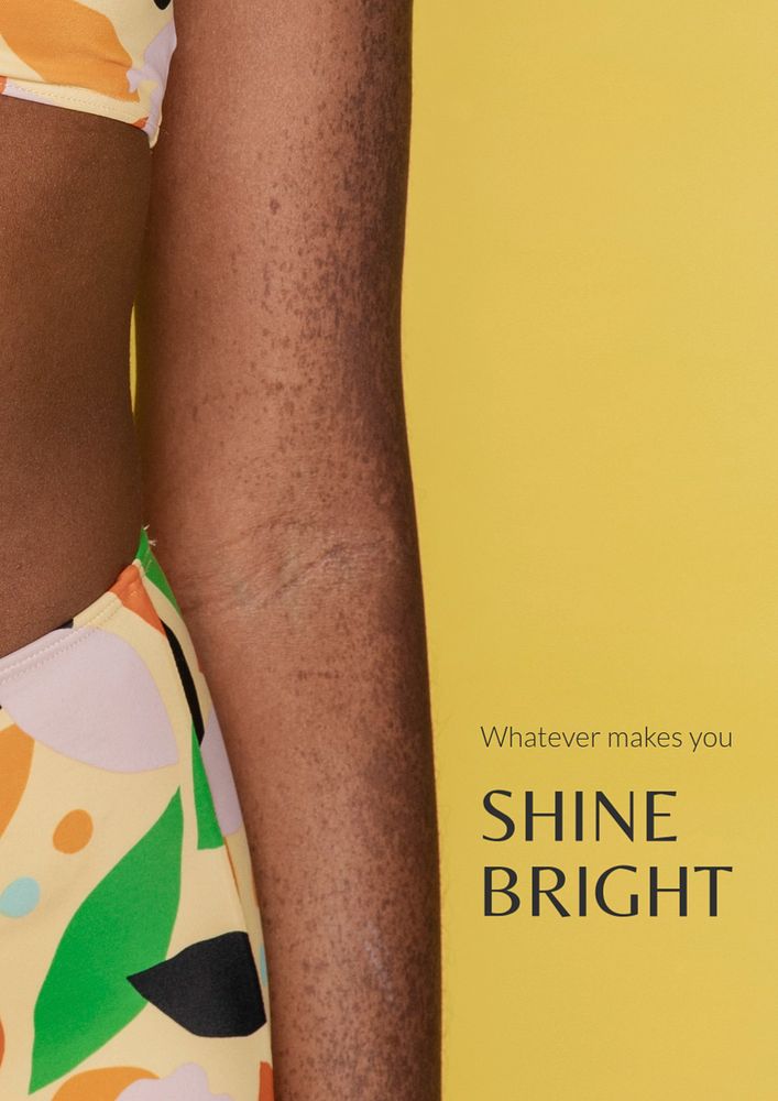 Summer vibes poster template, bikini woman closeup photo