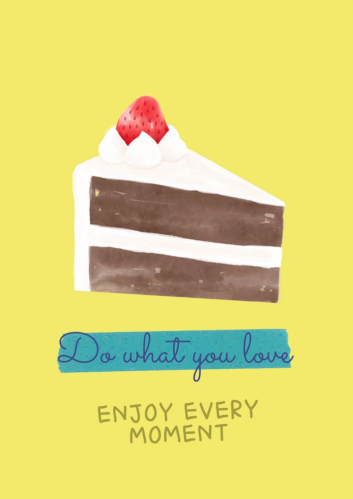 Cute cake poster template, watercolor design 