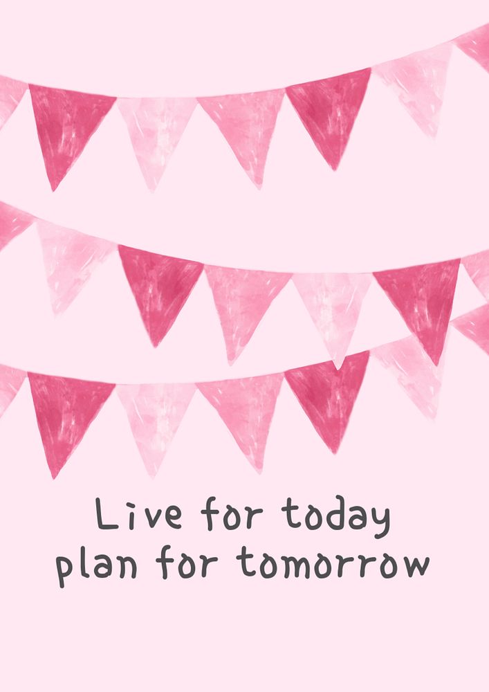 Cute party flags poster template, watercolor design 