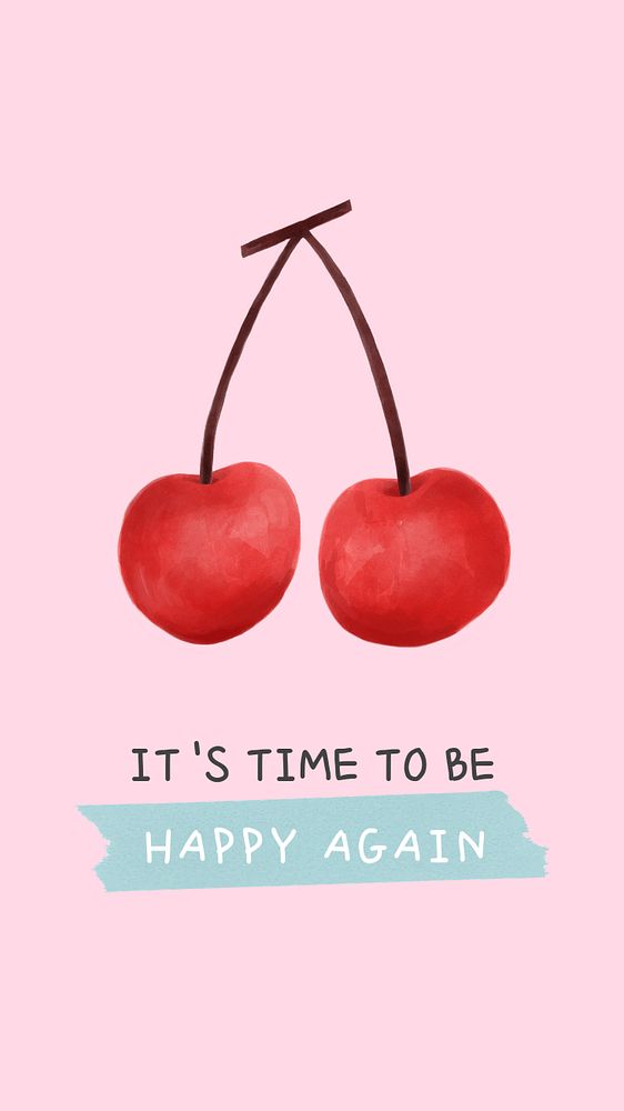 Cute cherry social media story template, watercolor design