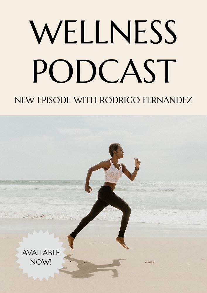 Wellness podcast poster template, editable design