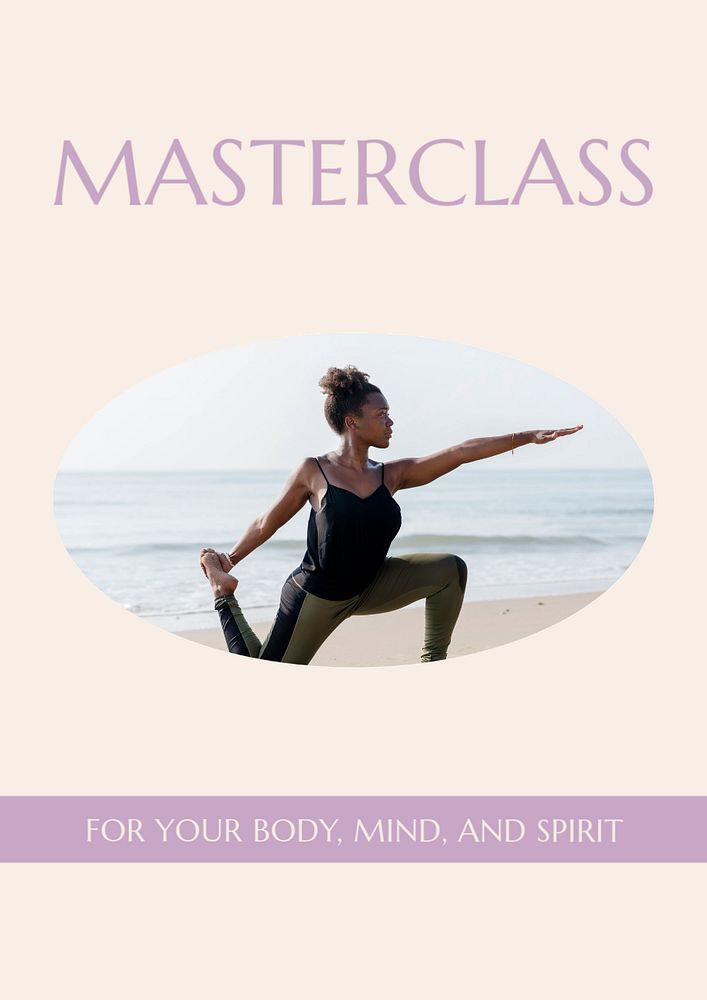 Yoga masterclass poster template, editable design