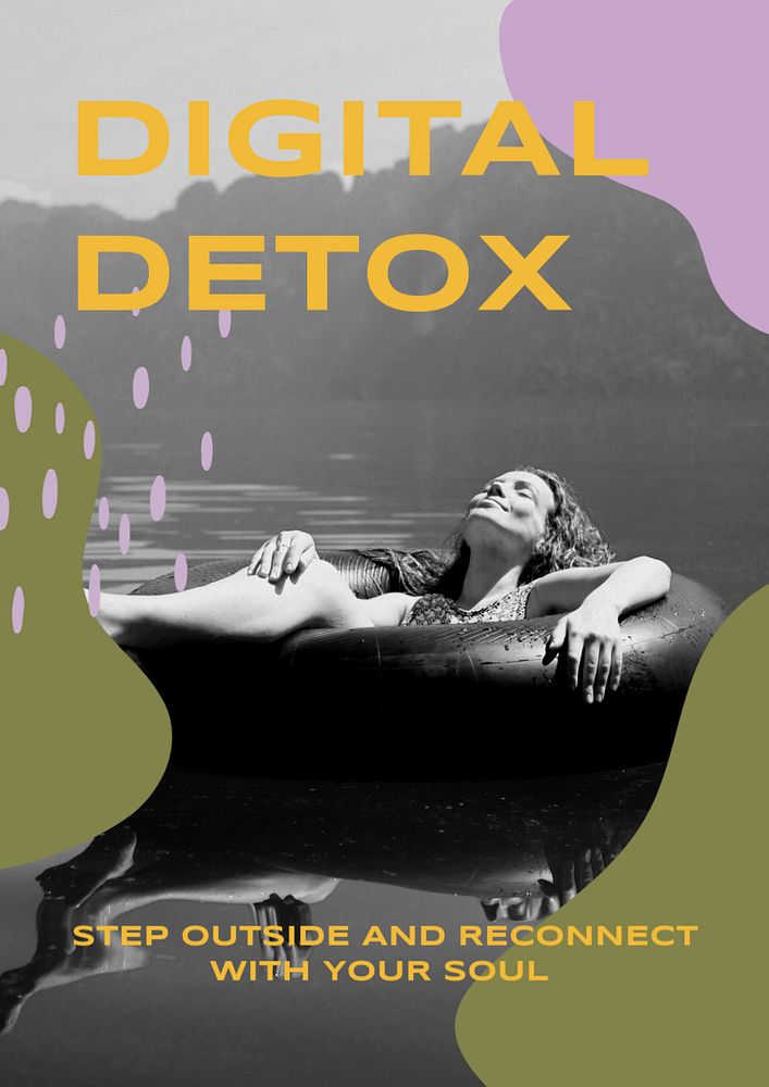 Digital detox poster template, editable design