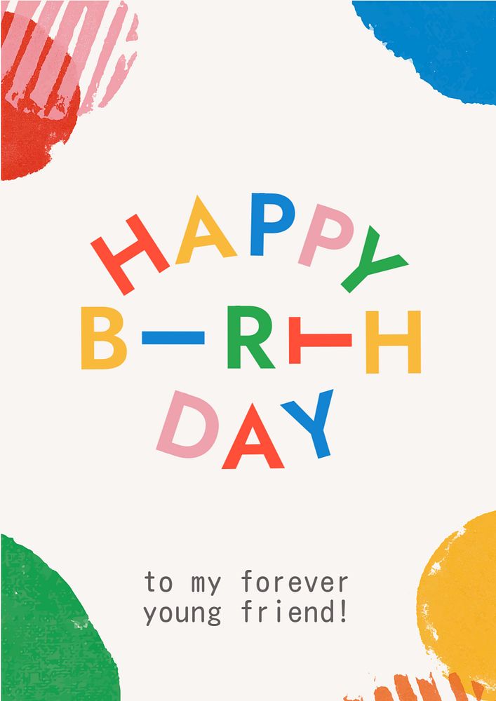 Birthday greeting poster template, colorful typography