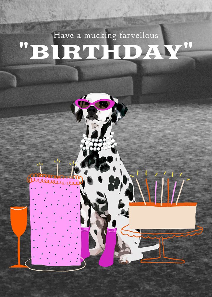 Dog birthday poster template, cute pet photo