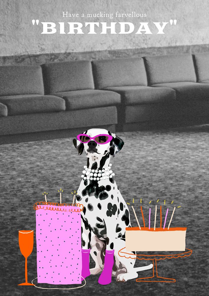 Dog birthday poster template, cute pet photo