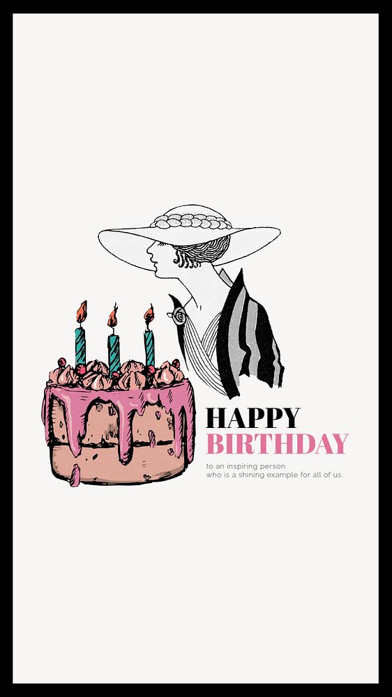 Vintage fashion Instagram story template, birthday greeting card