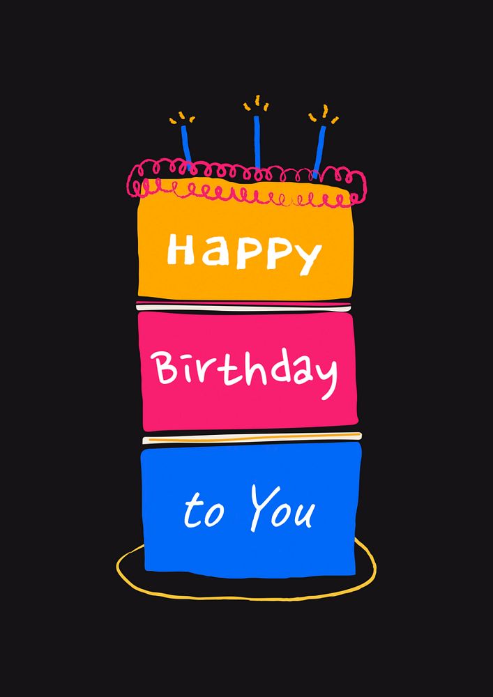 Birthday cake doodle poster template