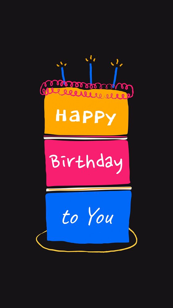 Birthday cake Instagram story template, cute doodle
