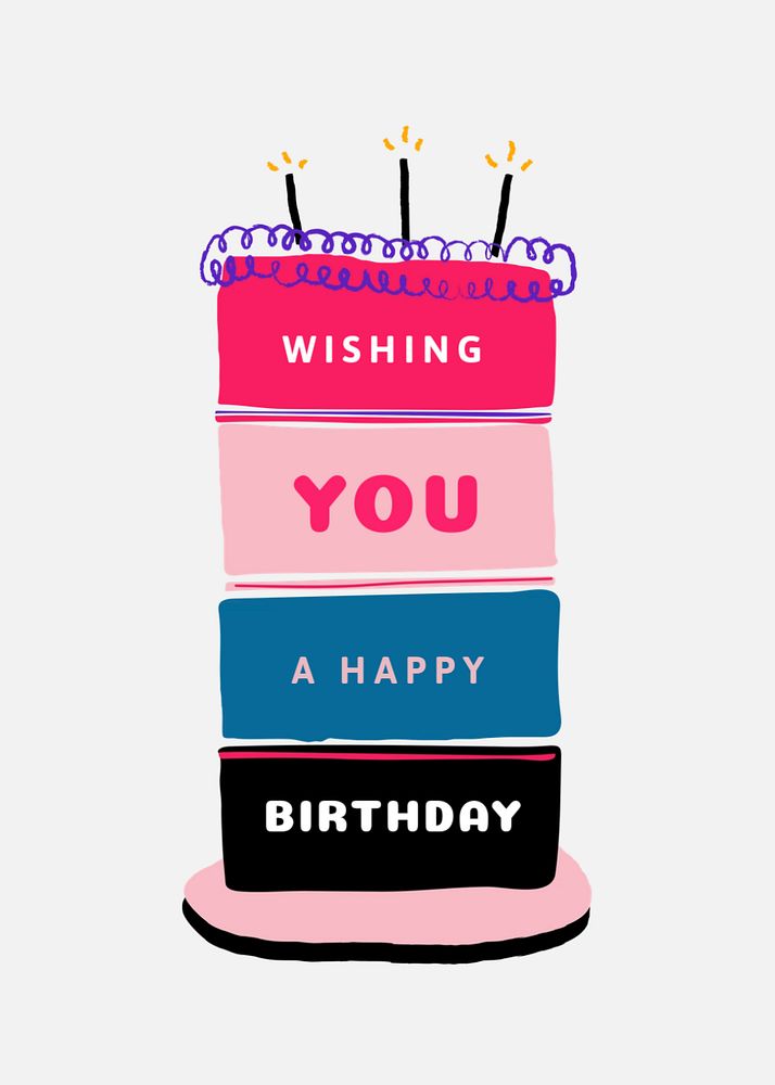 Birthday cake doodle poster template