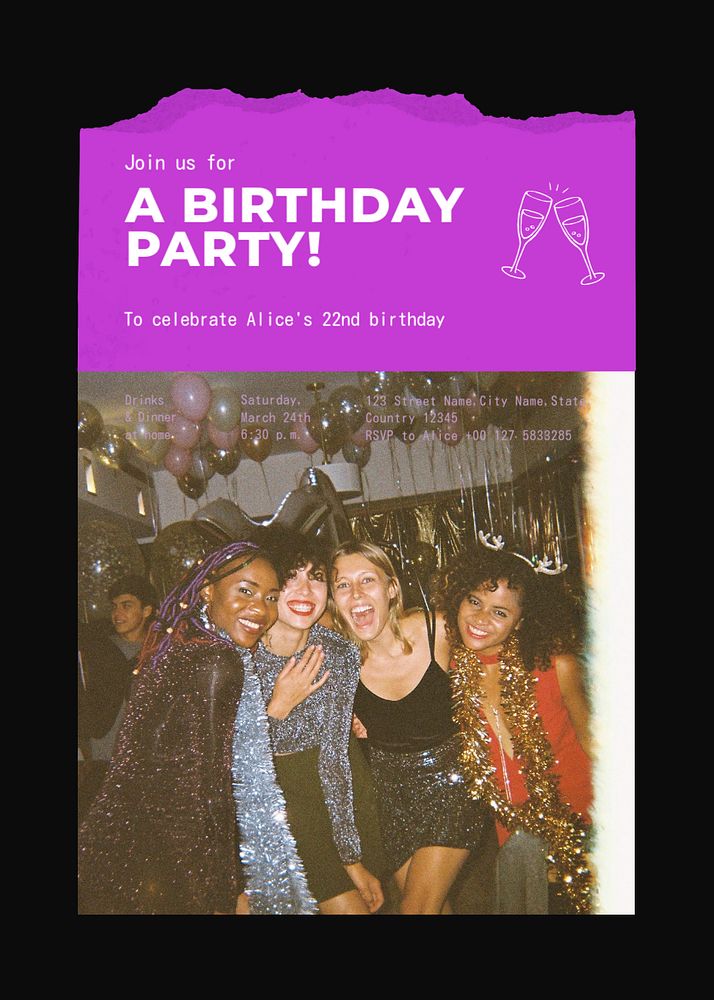 Birthday party poster template, celebration photo