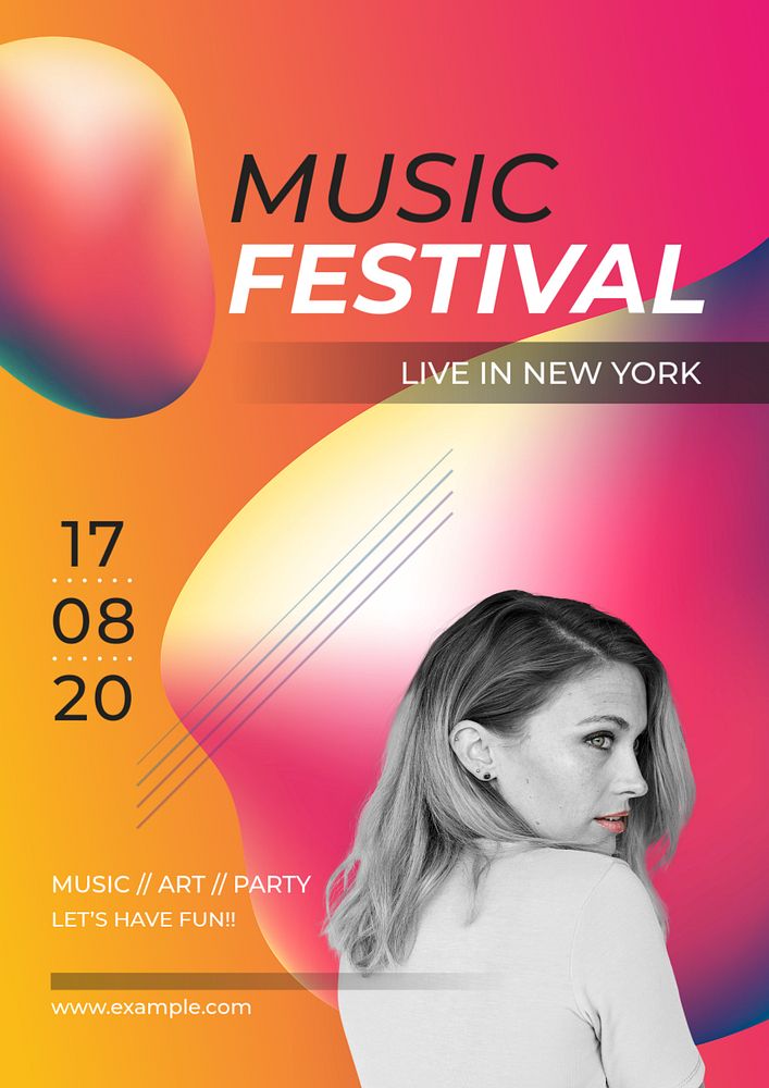 Music festival poster template, colorful modern design