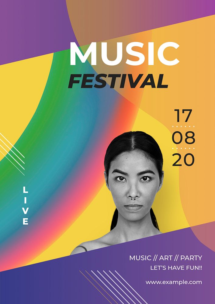 Music festival poster template, colorful modern design