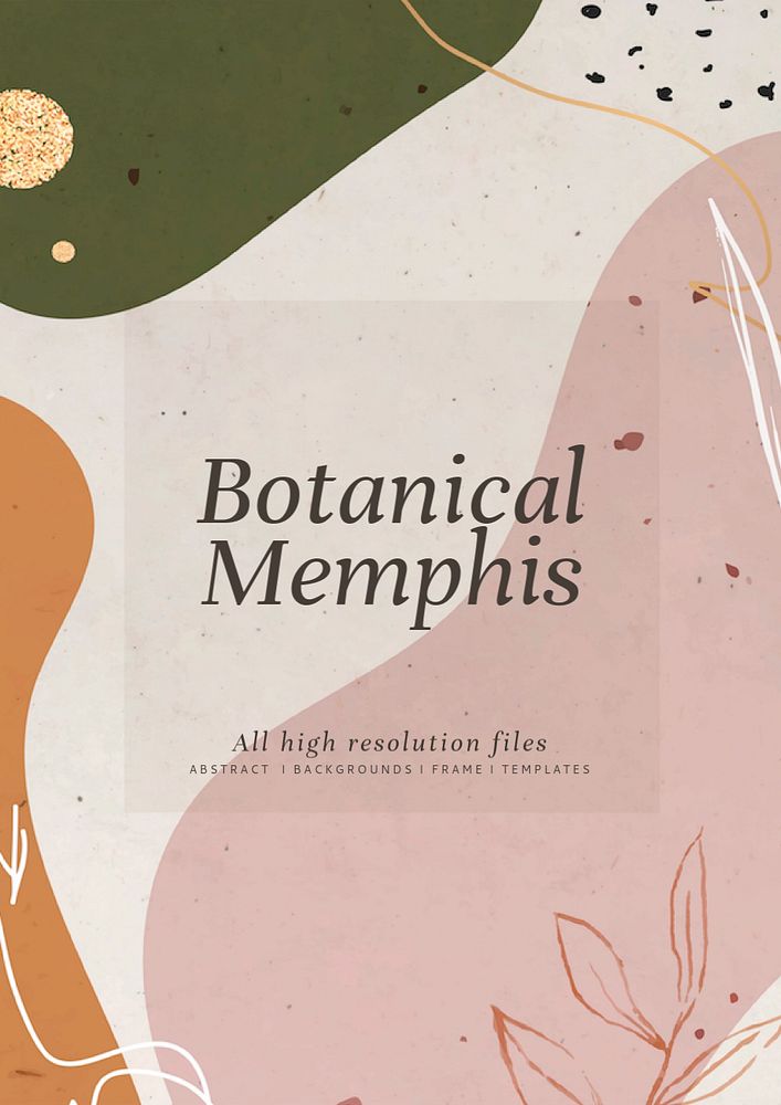 Botanical memphis poster template, aesthetic design