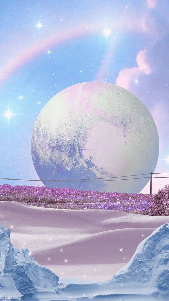 Surreal escapism editable phone wallpaper, blue collage art design
