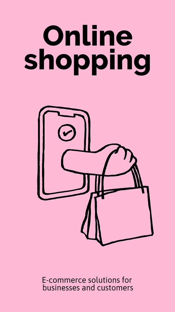 Online shopping Instagram story template, cute doodle