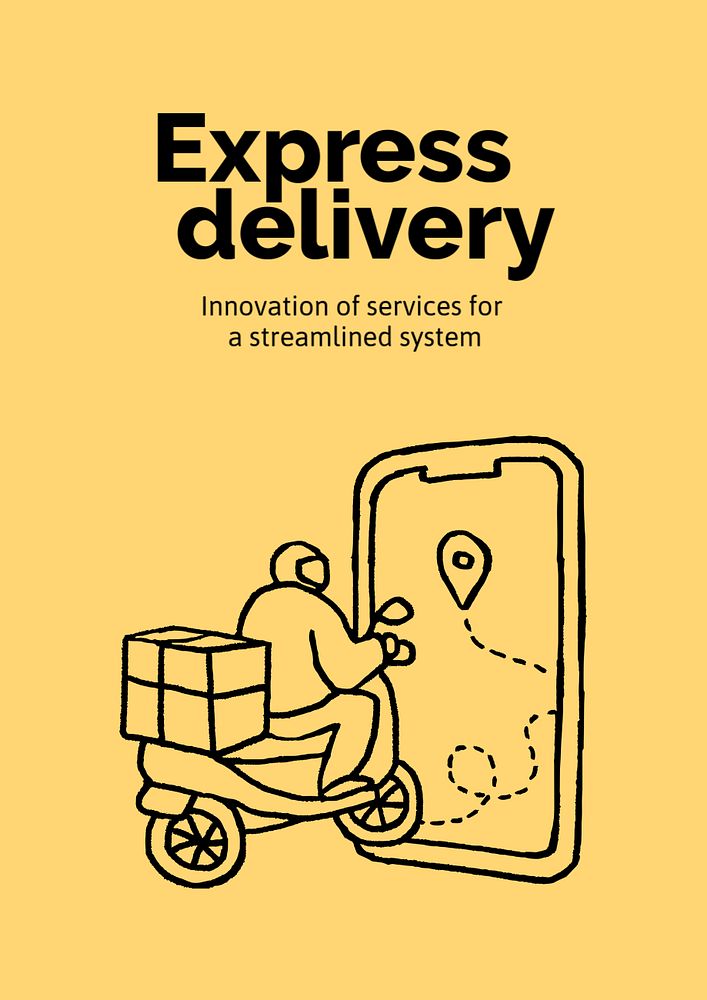 Express delivery poster template, cute doodle 