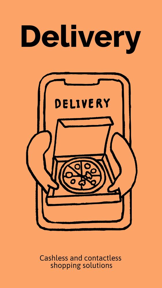 Food delivery Instagram story template, cute doodle 