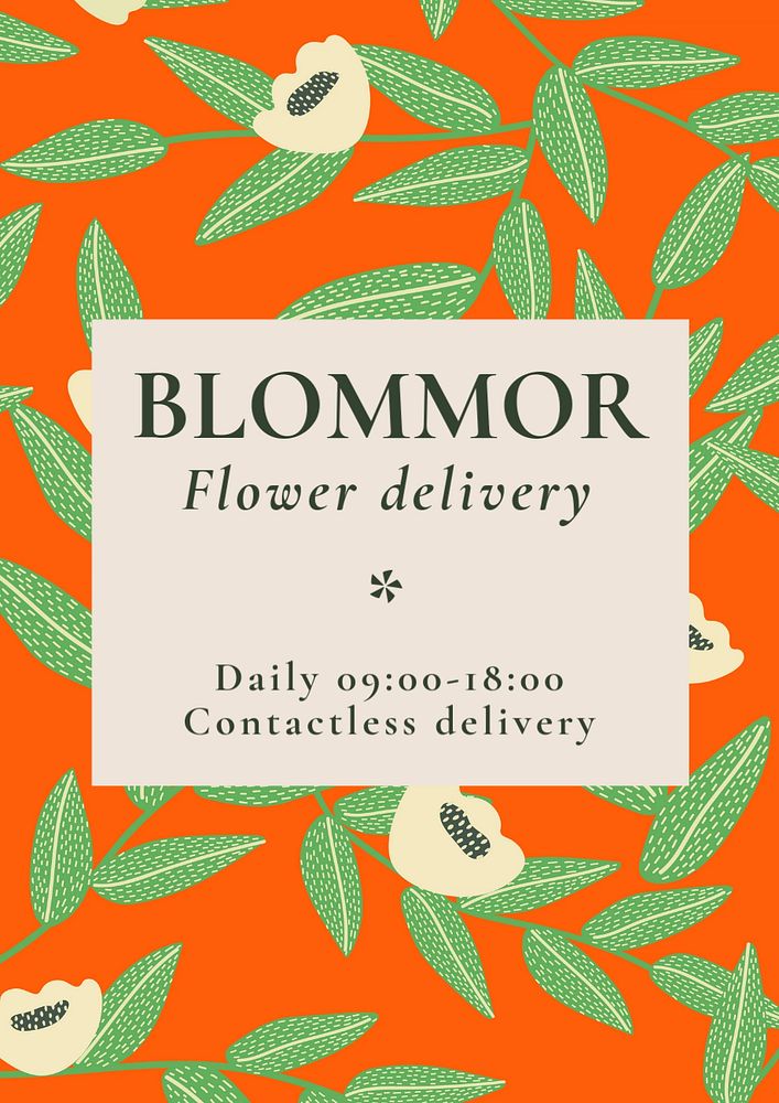 Flower delivery poster template, editable text