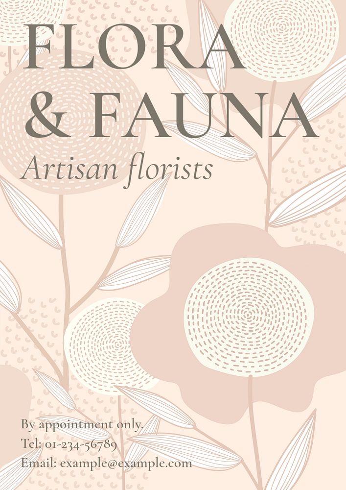 Artisan florists poster template, editable text