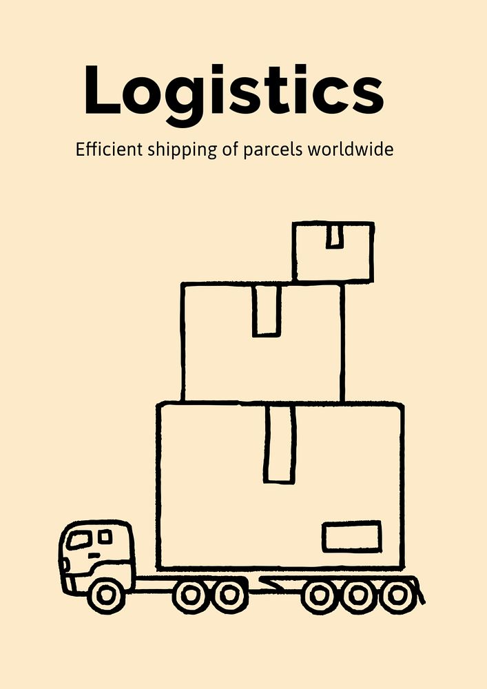 Shipping service poster template, cute doodle 