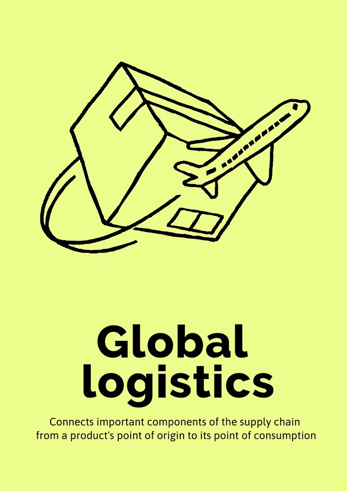 Global logistics poster template, cute doodle 