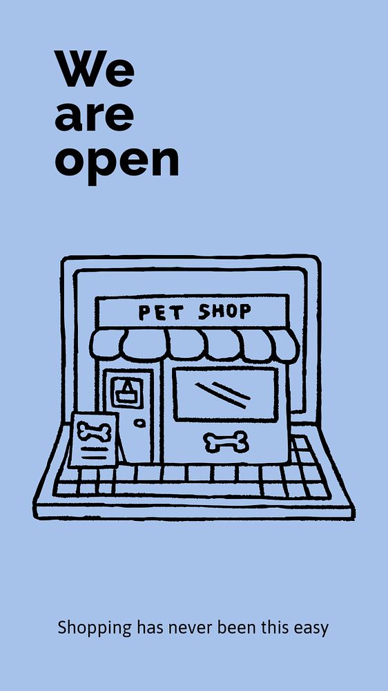 Online pet shop template, Facebook story, cute doodle 