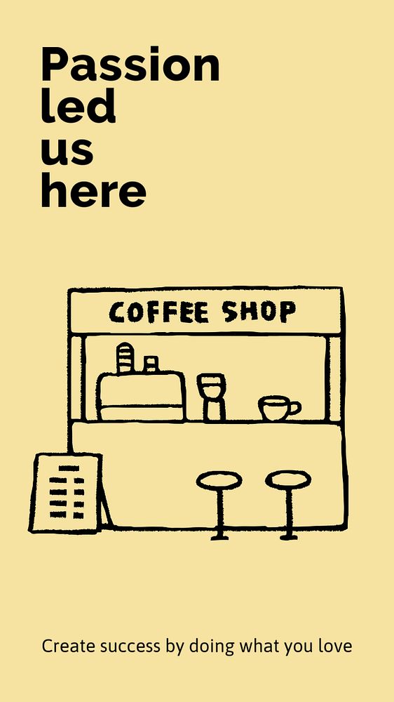 Coffee shop Instagram story template, cute doodle 