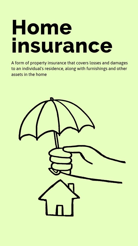 Home insurance Instagram story template, cute doodle