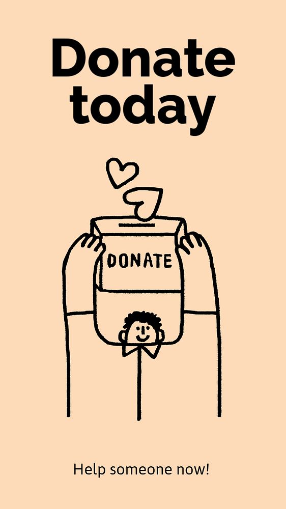 Donation Instagram story template, cute doodle 