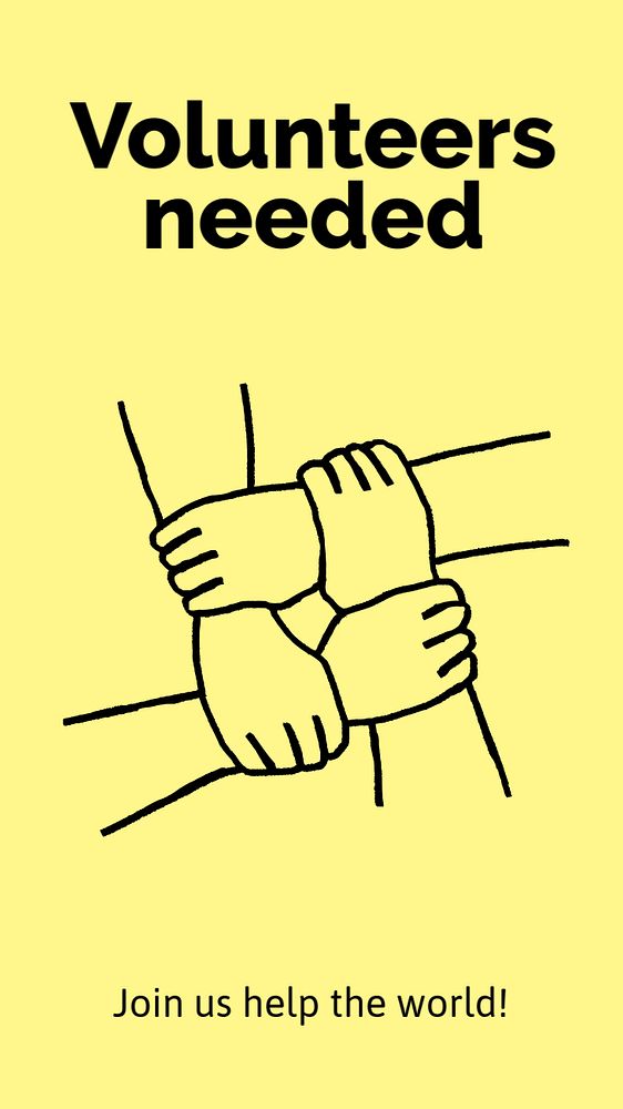 Volunteer recruitment Instagram story template, cute doodle 