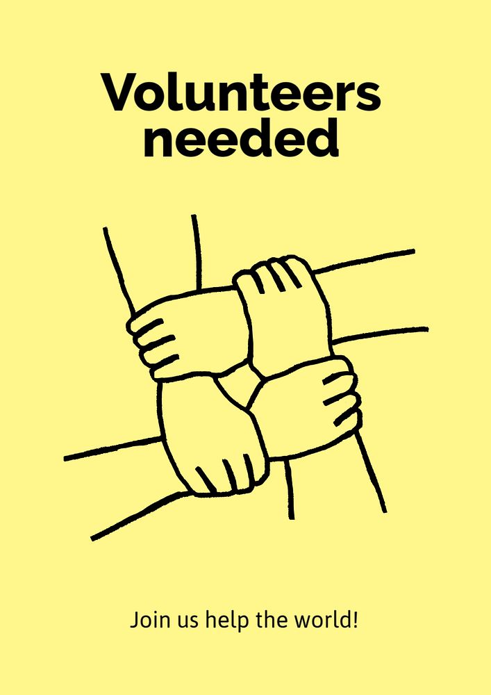Volunteer recruitment poster template, cute doodle 