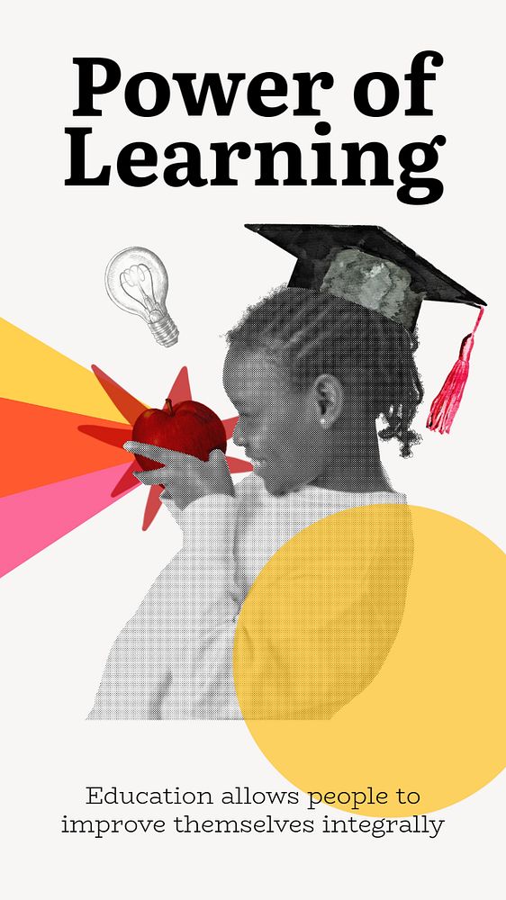 Kid learning Instagram story template, education editable design