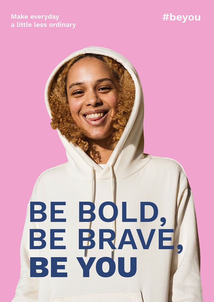 Editable motivational poster template, pink design