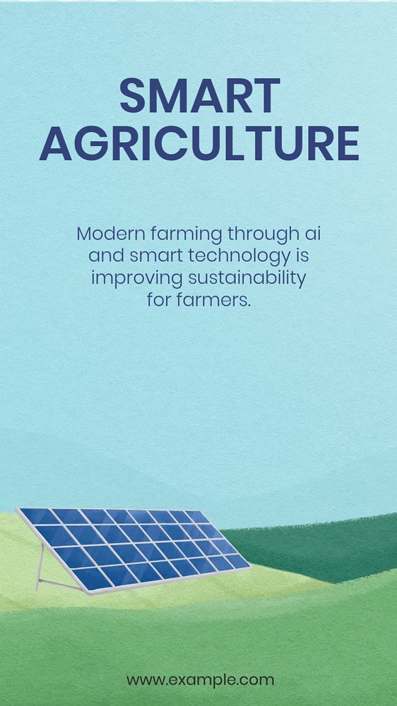 Smart agriculture Instagram story template, solar panel illustration