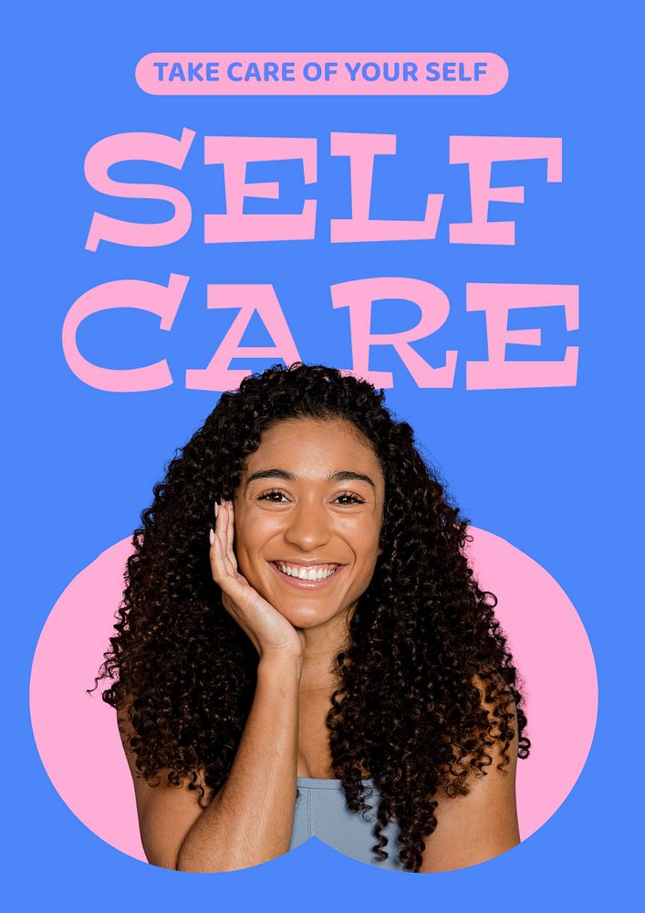 Self-care poster template, blue design