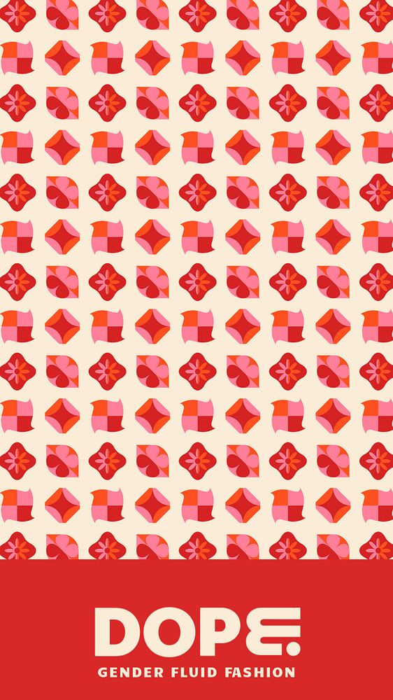 Geometric pattern Instagram story template, pink retro design